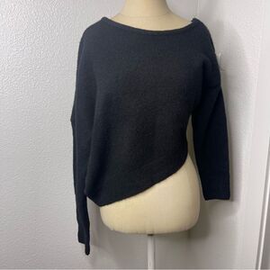 Enjoy-Sun off the Shoulder Sweater Black Unique Cut Wool Blend - No size Tag